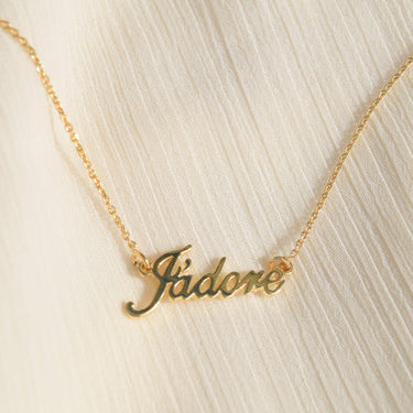 Jewellery, Chain Necklace, 18k Gold Plated Necklace, 18k Pure Gold Necklace, Silver 925 Necklace, J'adore Necklace, Handmade, Word Necklace, Paris, France, J'Adore