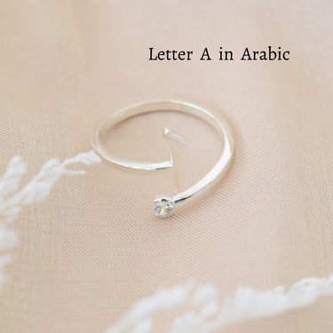 Ring, 925 Silver, Handmade, No Size Ring, Jewellery, Adjustable Ring 18k Gold Plated, Rose Gold, Customisable, Arabic Letter, Letter ring, Name Letter ring, Custom ring, Japanese letter ring, arabic letter ring, letter A in arabic