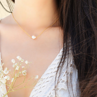 Jewellery, La Dune Necklace, Chain Necklace, 18k Gold Plated Necklace, 18k Pure Gold Necklace, Silver 925 Necklace, Long Necklace, Handmade, Pearly Crystal, Dune Shaped Crystal 