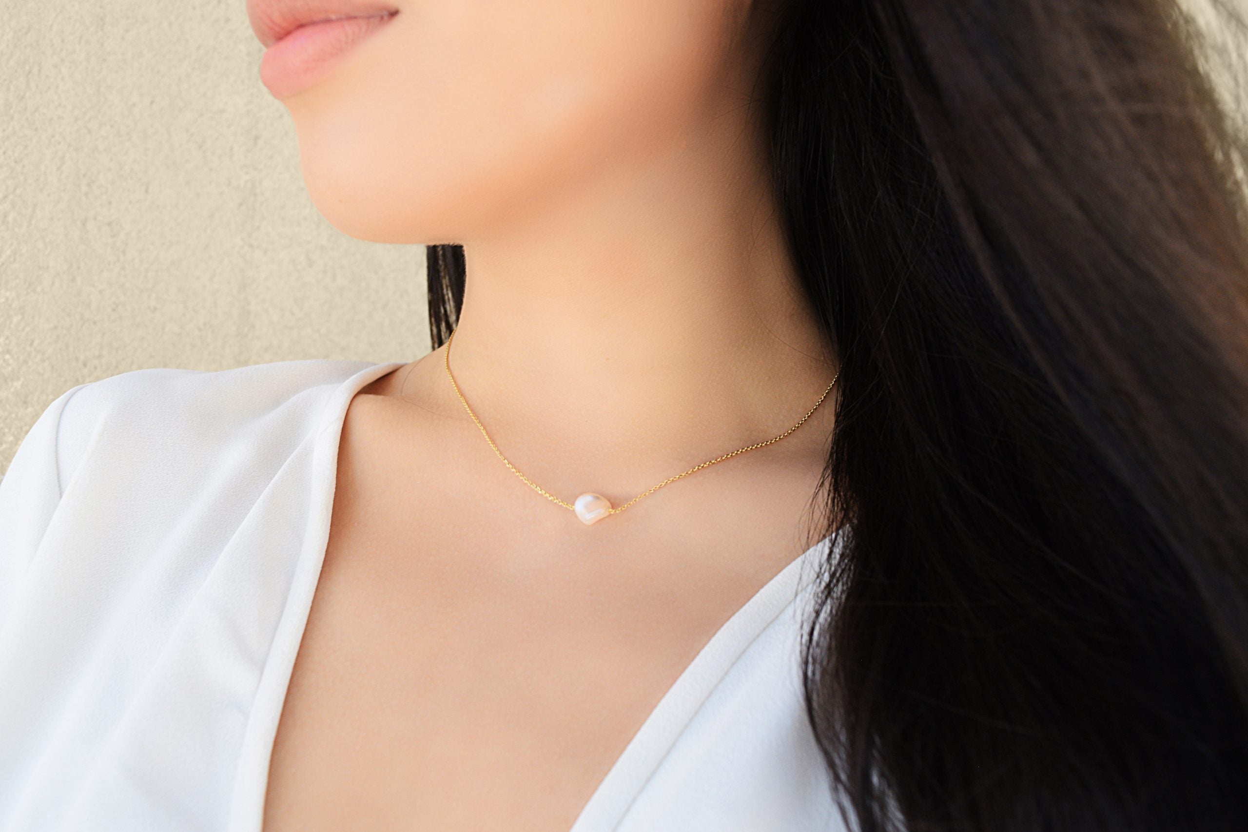 Jewellery, La Dune Necklace, Chain Necklace, 18k Gold Plated Necklace, 18k Pure Gold Necklace, Silver 925 Necklace, Long Necklace, Handmade, Pearly Crystal, Dune Shaped Crystal 