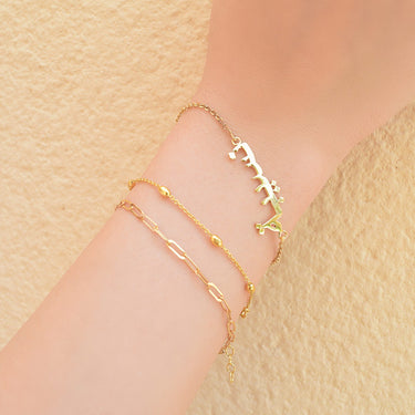 Jewellery, Chain Bracelet, 18k Gold Plated Bracelet, 18k Pure Gold, Bracelet, Silver 925 Bracelet, Custom Bracelet, Handmade, Customisable Bracelet, Name Bracelet, Arabic Alphabet Bracelet, Latin Alphabet Bracelet.