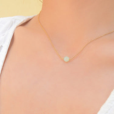 Chain Necklace, 18k Gold Plated Necklace, 18k Pure Gold Necklace, Silver 925 Necklace, Long Necklace, Handmade, Green pastel cristal