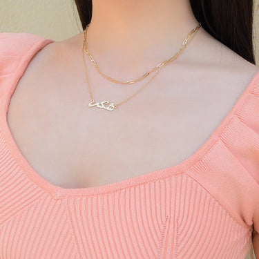 Jewellery, Chain Necklace, 18k Gold Plated Necklace, 18k Pure Gold, Necklace, Silver 925 Necklace, Long Necklace, Handmade, Customisable Necklace, Name Necklace, Arabic Alphabet Necklace, Latin Alphabet Necklace.