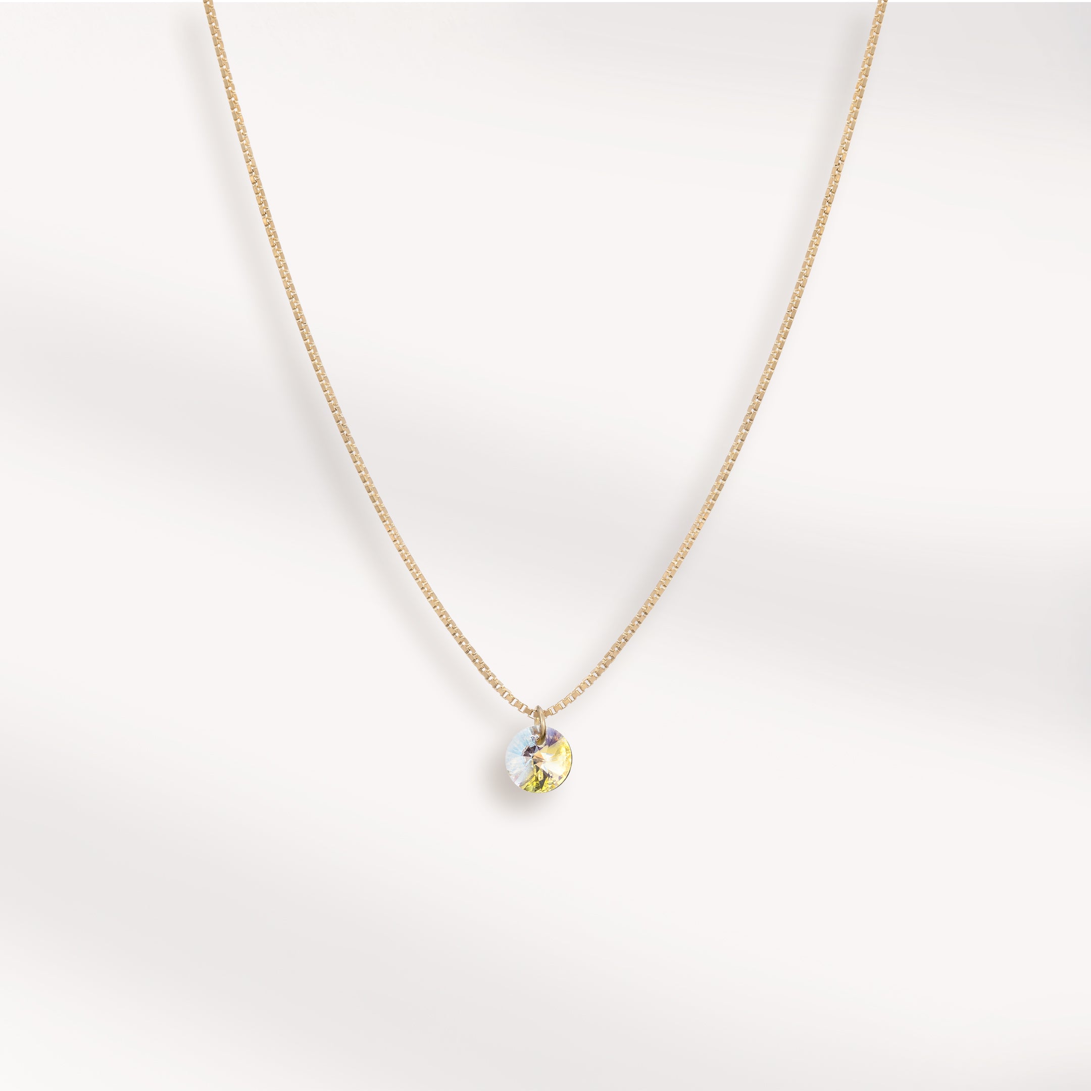 Chain Necklace, 18k Gold Plated Necklace, 18k Pure Gold Necklace, Silver 925 Necklace, Long Necklace, Handmade, Rainbow Stone, Fine Jewellery, Simple Necklace, Preciuous  