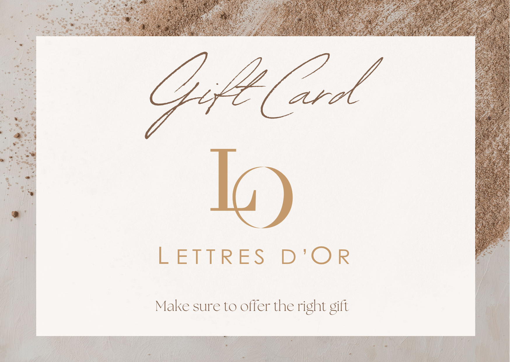 Carte Cadeau Lettres d'Or