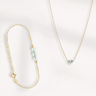 Jewellery Set, Chain Necklace, 18k Gold Plated Necklace, 18k Pure Gold Necklace, Silver 925 Necklace, Long Necklace, Handmade, Green pastel cristal, Chain Bracelet, 18k Gold Plated Bracelet, 18k Pure Gold Bracelet, Silver 925 Bracelet, Green Pastel Crystals, Fine Jewellery, Precious
