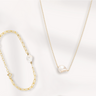 Jewellery Set, La Dune Necklace, Chain Necklace, 18k Gold Plated Necklace, 18k Pure Gold Necklace, Silver 925 Necklace, Long Necklace, Handmade, Pearly Crystal, Dune Shaped Crystal, Chain Bracelet, 18k Gold Plated Bracelet, 18k Pure Gold Bracelet, Silver 925 Bracelet,Pearly Crystal, Dune Shaped Crystal