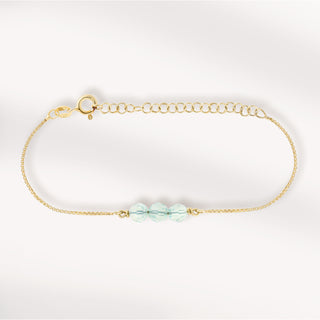 Chain Bracelet, 18k Gold Plated Bracelet, 18k Pure Gold Bracelet, Silver 925 Bracelet, Handmade, Green Pastel Crystals, Fine Jewellery, Precious