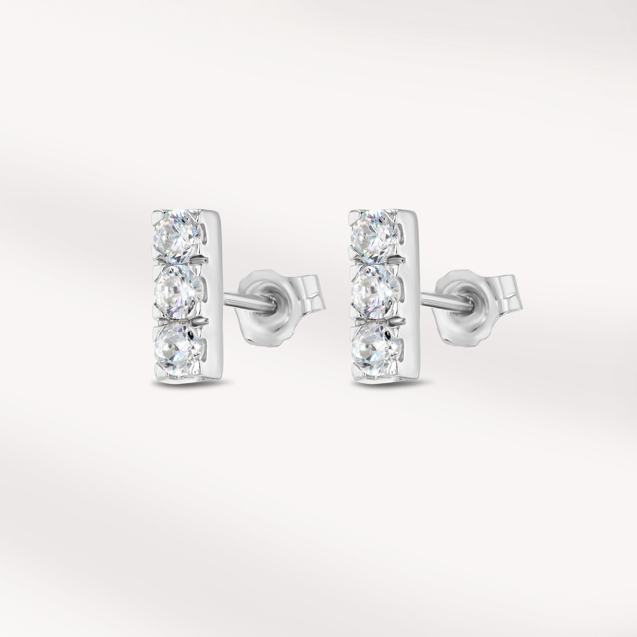 Sterling silver earrings with 3 zircon, silver jewelry